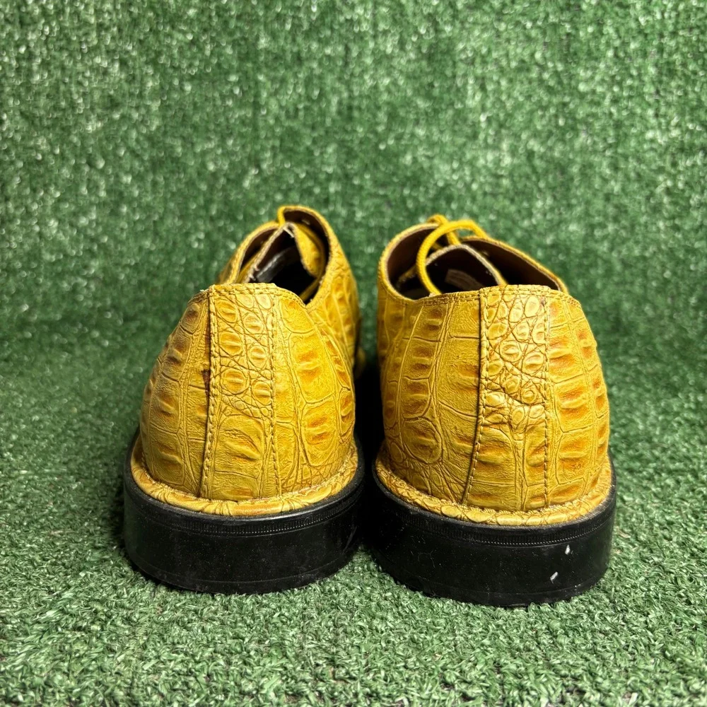 Sio P9932AUT/PINO Faux Croc Skin Square Toe Derby Dress Shoes Yellow Mens 11